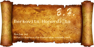 Berkovits Honoráta névjegykártya